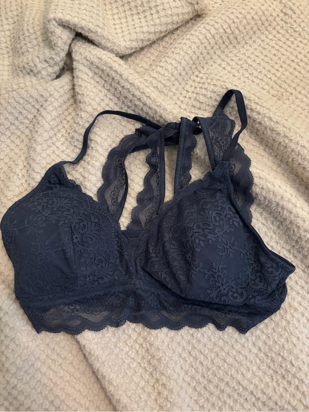Maurices Navy Lace Bralette with Strappy Back Medium Like New